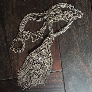 Statement fringe necklace.